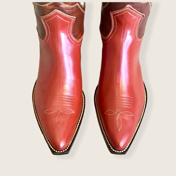 RARE 1950'S Frye Rancher Red/Brown Leather Cowboy Vintage Calf-High Boots - Picture 4 of 16